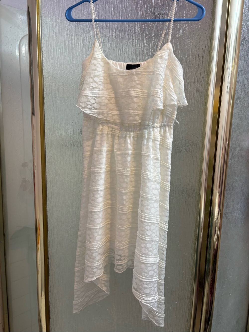 Windsor White Asymmetrical Lace Spaghetti Strap Dress Size S